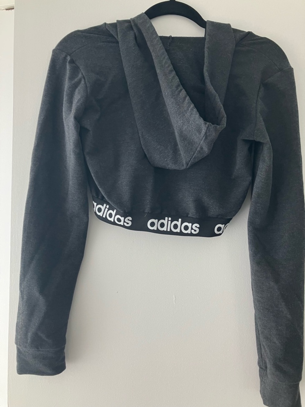 adidas Dark Gray Crop Hoodie with Gold Zipper - Picture 3 of 3